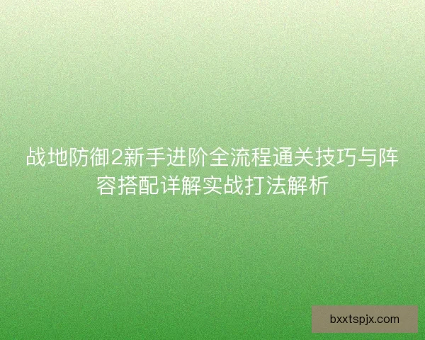 战地防御2新手进阶全流程通关技巧与阵容搭配详解实战打法解析